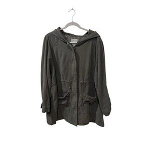 Torrid Womens Hooded Utility Jacket Size 4 Cotton Blend With Pockets & Zip Closu